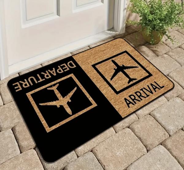 Airplane arrival and departure doormat